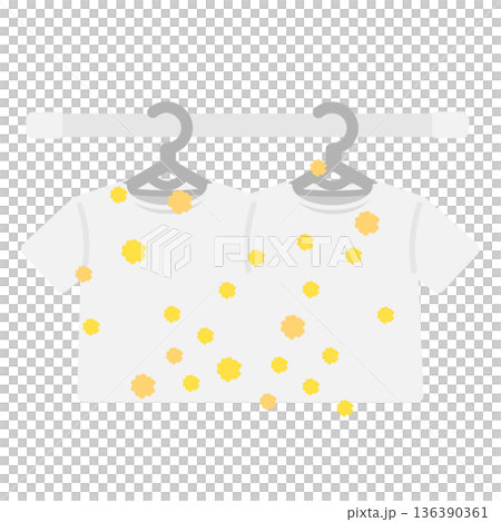 物干し竿と花粉がついた衣類　イラスト 136390361