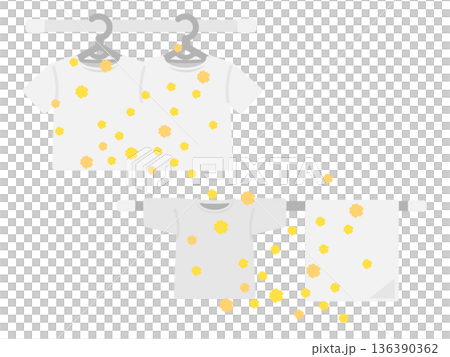 物干し竿と花粉がついた衣類　イラストセット 136390362