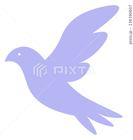 Flying winged dove silhouette in decorative folk style Flying winged dove silhouette in decorative folk style 136390607