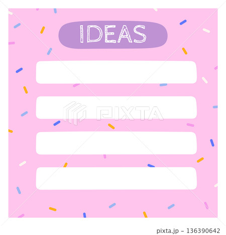 Ideas list template. Diary sheet. Planner page 136390642