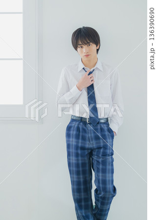 勉強する男子高校生 136390690