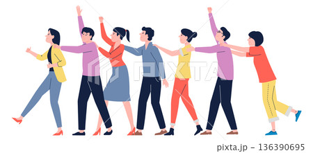 People walking together. Teamwork and cooperation color characters 136390695