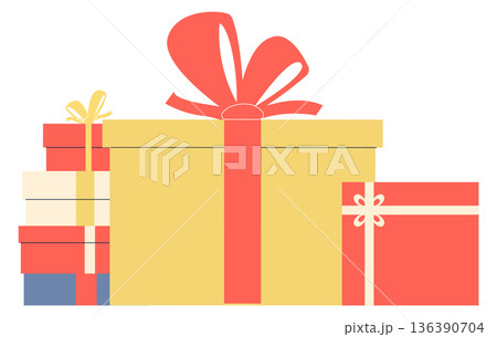 Gift box pile. Holiday sale shopping. Party presents 136390704