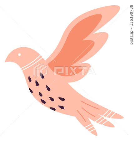 Stylized winged bird element. Color decorative shape Stylized winged bird element. Color decorative shape 136390738