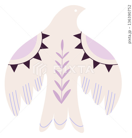 Bird silhouette with floral ornament. Stylized shape motif Bird silhouette with floral ornament. Stylized shape motif 136390752