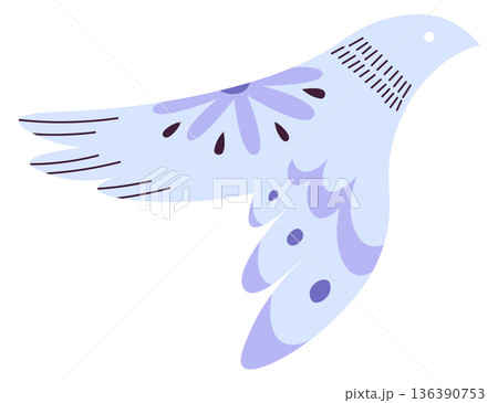 Decorative bird. Folk pattern motif color element Decorative bird. Folk pattern motif color element 136390753