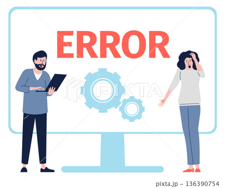 Computer monitor with error message. System crash screen Computer monitor with error message. System crash screen 136390754