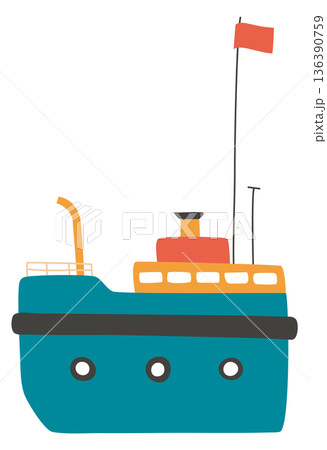 Funny boat icon. Nautical transport in scandinavian style 136390759
