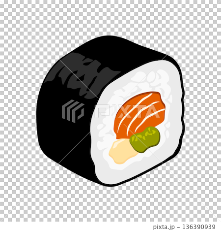one sushi roll without background 136390939