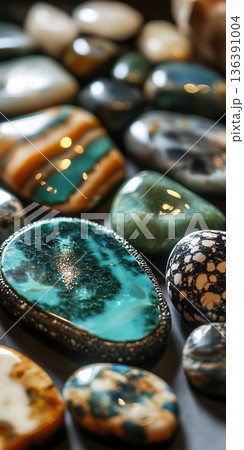 カラフルな天然石の背景　AI画像 136391004