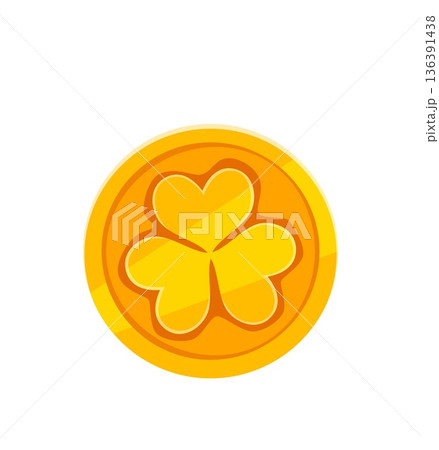 St Patricks font golden coin punctuation period. March celebration typeset vector element, Irish folk font sign. Saint Patricks day holiday typeface special symbol with shamrock clover on golden coin St Patricks font golden coin punctuation period. March celebration typeset vector element, Irish folk font sign. Saint Patricks day holiday typeface special symbol with shamrock clover on golden coin 136391438