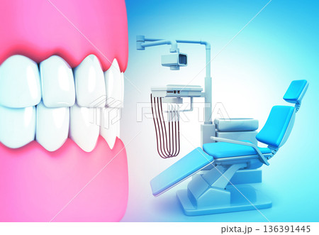 Human tooth with Dental Chair 136391445