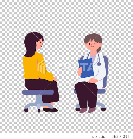 Doctor and female patient examination/medical consultation illustration Doctor and female patient examination/medical consultation illustration 136391891