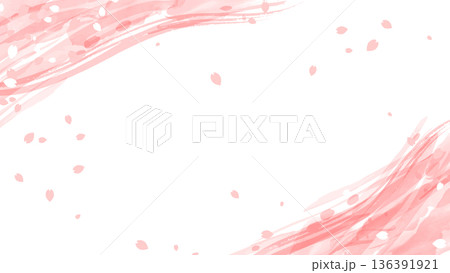 桜の花びらが舞う水彩風背景 136391921