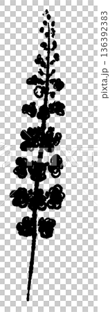 真っ直ぐな穂紫蘇（花穂）のモノクロイラスト・シルエット 薬味や彩りのアイコン 136392383