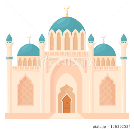 Eastern islamic temple. Traditional muslim architecture icon Eastern islamic temple. Traditional muslim architecture icon 136392524