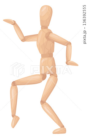 Funny pose figurine. Human mannequin cartoon icon Funny pose figurine. Human mannequin cartoon icon 136392555