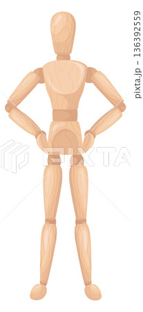 Wooden toy in confident man pose. Action figure doll Wooden toy in confident man pose. Action figure doll 136392559