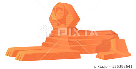 Stone sphynx cartoon icon. Old egyptian sculpture 136392641