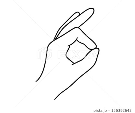 Line illustration of hand making OK gesture. Simple hand drawn linework. 136392642