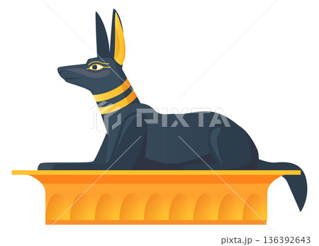 Black jackal statue. Ancient egyptian god landmark 136392643