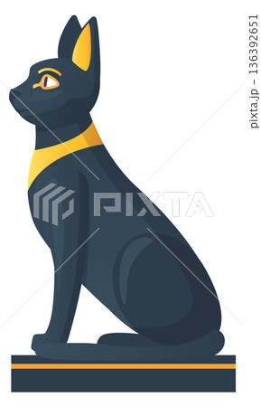 Bastet statue. Egyptian black cat deity icon 136392651
