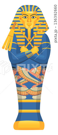 Pharaoh sarcophagus cartoon icon. Ancient egypt mummy 136392660