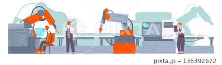 Robotic arm assembly factory conveyor with professional engineers 136392672