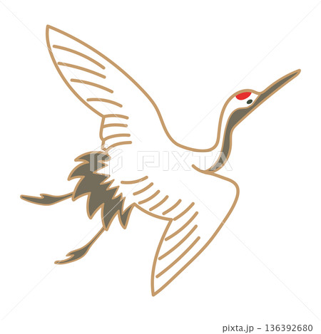 空飛ぶツルのイラスト ベクター 鶴 丹頂鶴 つる 縁起物 和風 年賀状 素材 白背景 透過背景 挿絵 空飛ぶツルのイラスト ベクター 鶴 丹頂鶴 つる 縁起物 和風 年賀状 素材 白背景 透過背景 挿絵 136392680