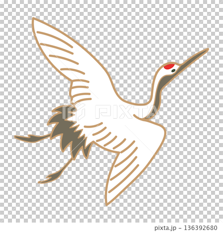 空飛ぶツルのイラスト ベクター 鶴 丹頂鶴 つる 縁起物 和風 年賀状 素材 白背景 透過背景 挿絵 空飛ぶツルのイラスト ベクター 鶴 丹頂鶴 つる 縁起物 和風 年賀状 素材 白背景 透過背景 挿絵 136392680