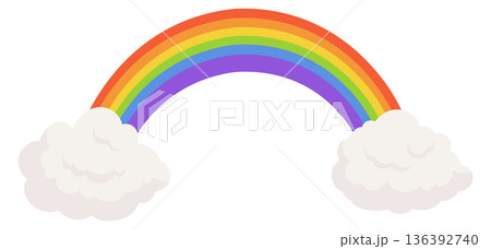 Rainbow in clouds cartoon icon. Fairytale mythology symbol 136392740