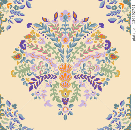 Warm Folk Floral Medallion Warm Folk Floral Medallion 136392791