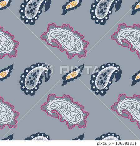 Soft Folk Paisley Decorative Motif 136392811