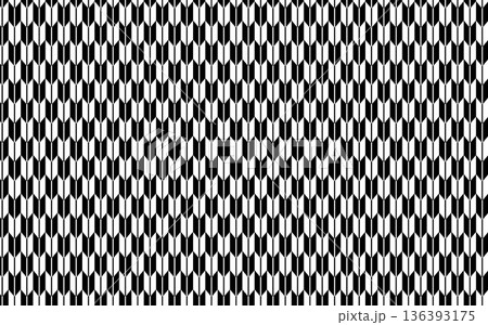 シームレスなモノクロ和柄パターン。矢絣。 136393175
