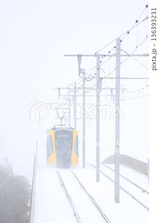 宇都宮ライトレールと真っ白な大雪 136393231