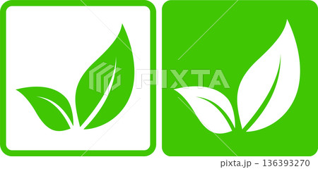 Eco icons, green leaves of plants sign 136393270