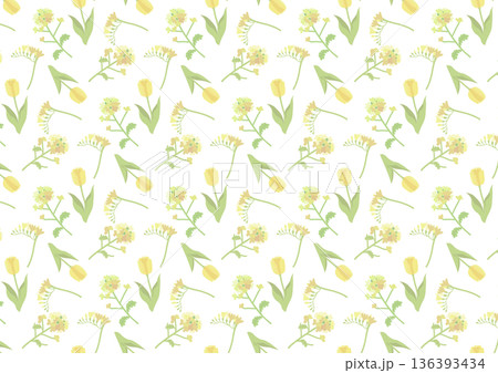春の花のシームレスパターン 136393434