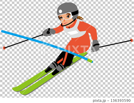 ウインタースポーツの試合に挑む女子のイラスト・アルペンスキー01 ウインタースポーツの試合に挑む女子のイラスト・アルペンスキー01 136393590