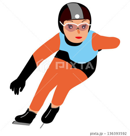 ウインタースポーツの試合に挑む女子のイラスト・スピードスケート01 ウインタースポーツの試合に挑む女子のイラスト・スピードスケート01 136393592