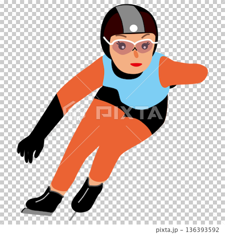 ウインタースポーツの試合に挑む女子のイラスト・スピードスケート01 ウインタースポーツの試合に挑む女子のイラスト・スピードスケート01 136393592