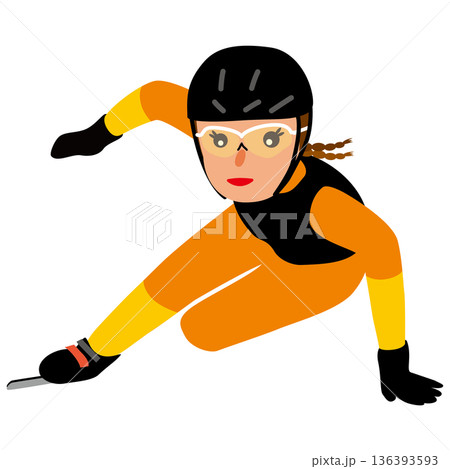 ウインタースポーツの試合に挑む女子のイラスト・スピードスケート02 ウインタースポーツの試合に挑む女子のイラスト・スピードスケート02 136393593
