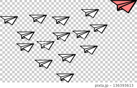 リーダーシップを発揮している様相を表す紙ヒコーキのイラスト 136393613
