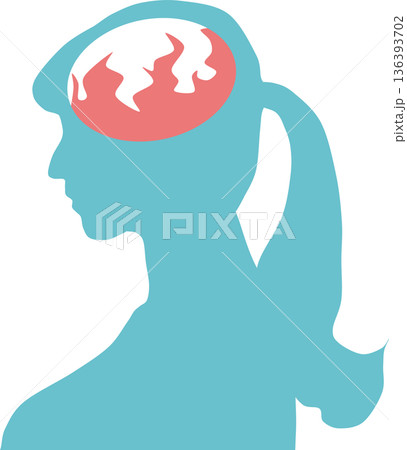 怒りを抑える女性のシルエットイラスト 136393702