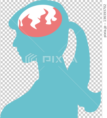 怒りを抑える女性のシルエットイラスト 136393702