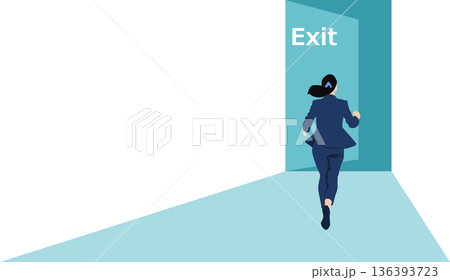 退勤する女性のイラストのイラスト素材 [136393723] - PIXTA
