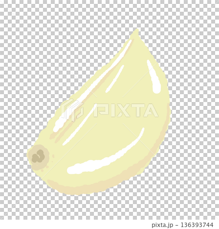 Illustration of a peeled garlic clove, shiny fresh grain material 136393744