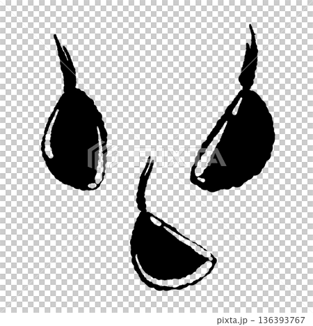 芽が出たにんにくのセットモノクロイラスト 調理や栽培イメージの発芽シルエット 136393767