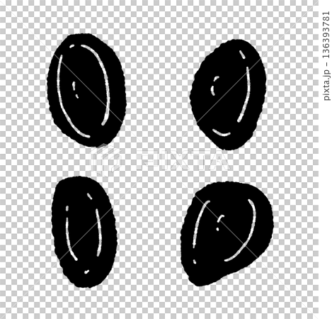 生姜のスライス(輪切り)のモノクロイラスト 薬味用カットのシルエット 生姜のスライス(輪切り)のモノクロイラスト 薬味用カットのシルエット 136393781