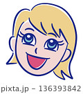 女の子の顔イラスト 136393842