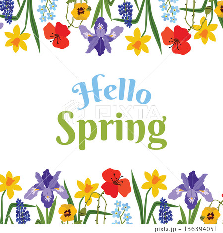 Colorful Hello Spring festive background with...のイラスト素材 [136394051] - PIXTA